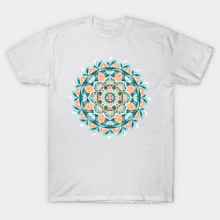 Painterly Mandala // Green and Peach T-Shirt